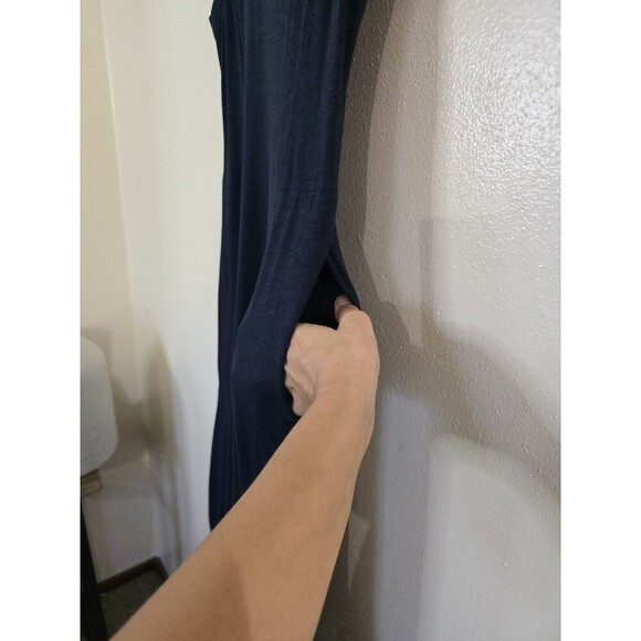 Raquel Allegra Big Sweep Midi Dress Womens Size XS Navy Blue Tank A Line Pockets - Picture 5 of 11